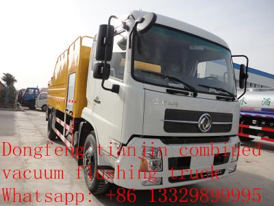 China factory price Dongfeng tianjin combined vacuum flushing truck for sale, vacuum truck for sale