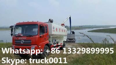 China Dongfeng 4*2 LHD Euro 4 fish feed delivery truck for sale, factory direct sale electronic auger discharging feed truck for sale