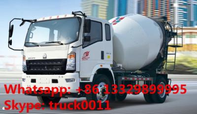 China HOWO light duty 4-6m3 concrete mixer truck for sale, factory direct HOWO LHD 4*2 130hp diesel 4m3 truck mounted mixer for sale