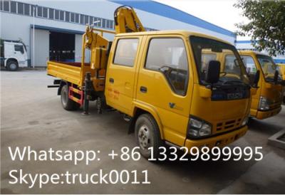 China ISUZU 4*2 double cabs 2.5tons XCMG telescopic boom mounted on truck for sale, best price ISUZU truck with XCMG crane for sale