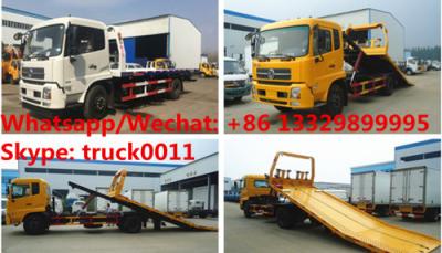 China Chinese made dongfeng 4*2 LHD diesel 6tons flatbed type wrecker tow truck for sale, road breakdown towing truck for sale for sale