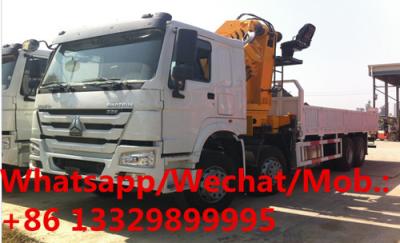 China Customized best price SINO TRUK HOWO 8*4 LHD 14tons knuckle truck with crane for sale, HOWO cargo truck with crane for sale