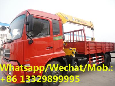 China DONGFENG TINAJIN 4*2 LHD 180hp diesel Euro  5 8tons telescopic cargo truck with crane for sale， truck with crane for sale