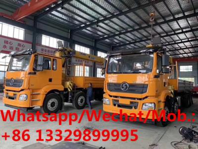 China SHACMAN brand 8*4 LHD 336hp diesel 16tons telescopic crane boom mounted on truck for sale, cargo truck with crane for sale