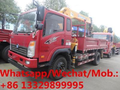 China SINO TRUK WANGPAI 4*2 LHD diesel 160hp 5-6.3tons telescopic truck with crane for sale, cargo truck mounted with crane for sale