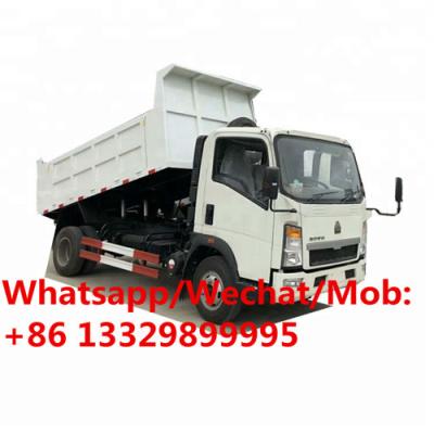 China cheaper price SINO TRUK HOWO 4*2 4tons diesel dump tipper truck for sale, new brand stone and coals transported vehicle for sale