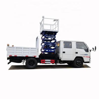 China cheaper price JMC new 10m fork lift aerial working platform truck for sale, Scissor type overhead platform truck for sale