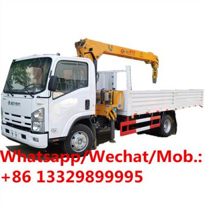 China customized ISUZU brand 700P new mobile Japan truck with telescopic crane 5 ton for sale, cargo truck with crane boom for sale