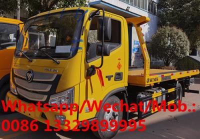 China Best selling Customized FOTON AUMARK 4*2 RHD 4T flatbed wrecker towing truck for sale, exported recovery vehicle for sale