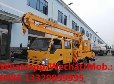 China ISUZU brand double cabs 18m truck mounted aerial working platform for sale, Best price ISUZU hydraulic bucket truck for sale