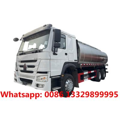 China Customized HOWO 25CBM stainless steel milk tanker truck for sale, foodgrade liquid food tanker vehicle for sale, for sale