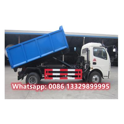 China Factory sale dongfeng 4*2 6CBM skid loader garbage container vehicle for sale, lower price dump garbage truck for sale for sale