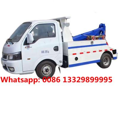 China 4x2 110HP gasoline engine euro 5 standard 4tons winch T lift towing wrecker body dongfeng mini T lifting wrecker for sale