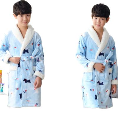 China Breathable S&J Polyester Printed Animal Flannel Kids Bathrobe for sale