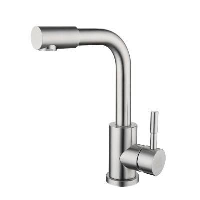 China New Design 304 Stainless Steel Basin Faucets Metered Basin Mixer Taps Brushed Basin Faucets Outlet Hose Rotates 360 Degrees for sale