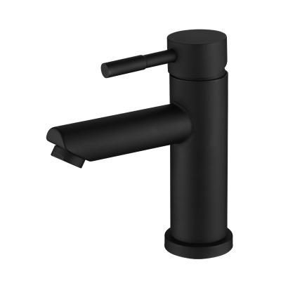 China Traditional Metered Faucets Matte Black Single Hole 304 Stainless Steel Sink Taps Hot Cold Bathroom Basin Faucet for sale