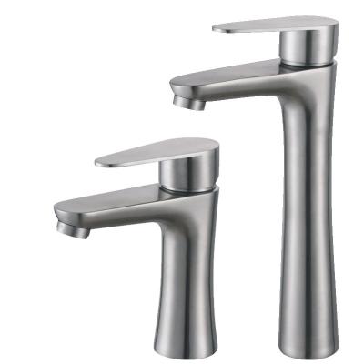 China Single Metered 304 Stainless Steel Single Hole Hot Water Taps Bathroom Basin Mixer Tap, Professional 2 Hole Basin Faucet, Bathroom Agitat for sale