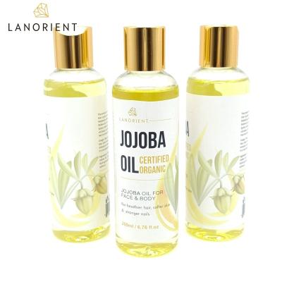 China LANORIENT 200ml Private Label Revitalizer Gold Jojoba Oil Natural Organic Anti Aging Body Skin Moisturizer For Hair And Skin for sale