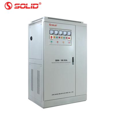 China SBW Servo Type Voltage Regulator 100KVA 120 KVA 150KVA AC 380V 440V SBW Three Phase Industrial Voltage Stabilizer for sale