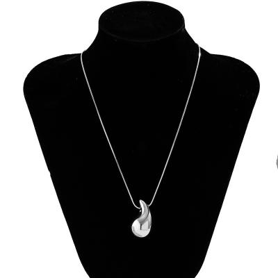 China TRENDY MZ Wholesale Free Jewelry 18K Gold Plated Big Tear Drop Necklace Stainless Steel Chunky Water drop Pendant Necklace for sale