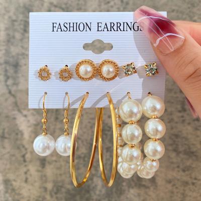 China Water Proof Golden  round Dangle Earrings Set Gold Color Hoop Earrings Vintage Metal Big Circle Hollow Earring Trendy Fashion Jewelry for sale