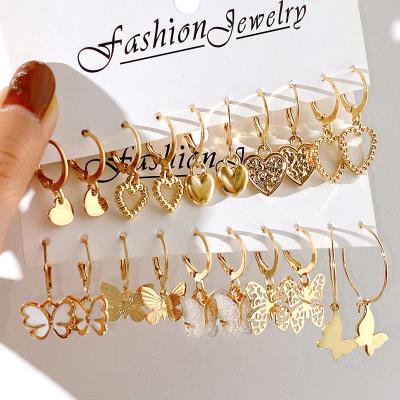 China Water Proof Wholesale Gold And Silver Hoop Earrings Set Geometric Hollow Circular Earrings Women's Wholesale Jewelry Earrings Set for sale