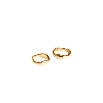 China TRENDY MZ  Jewelry 18K Gold Plated Stainless Steel Irregular Texture Ocean Wave Curved Ring for sale