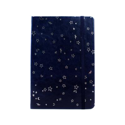 China A4 A5 Hardcover Full Cover Gold Foil Stamping Leather Hardcover Book Starry Sky Diary Journal for sale