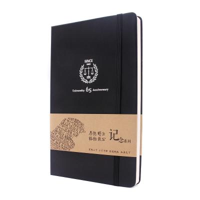 China Hardcover A5 A6 Foil Stamping Logo Anniversary Diary Notebook With Kraft Paper Belly Band for sale