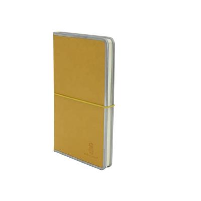 China Promotional Premium Thin Hardcover Gold Leather B5 Hardcover 80 Page Libretas Notebook With Metal Edge for sale