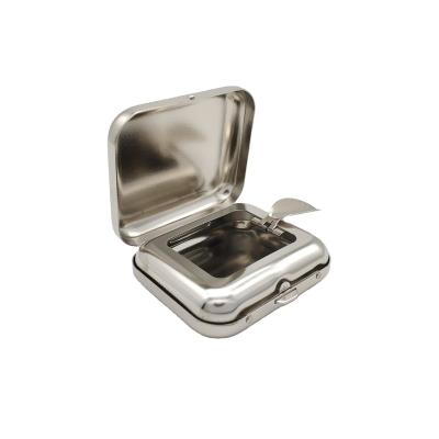 China Low Price Small Mini Square Ashtray Portable Metal Single Flip Ashtray Outdoor Travel Giveaway from Morden for sale