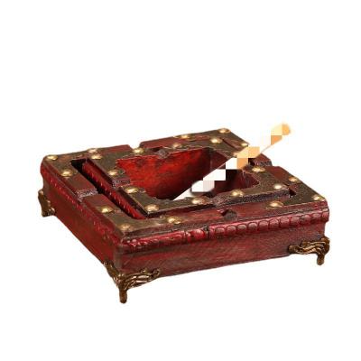 China European Home Decoration Old Large Solid Wood Antique Coffee Ashtray Morden Style Handcrafted Ashtray for sale