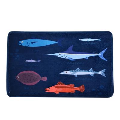 China Art Decor Floor Mat Creative Fish Pattern Door Mat Indoor Absorbent Doormat Non Slip Bathroom for sale