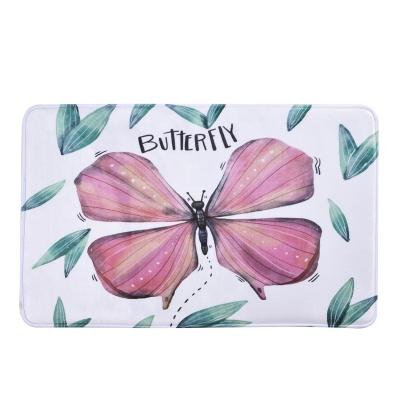 China Modern Bathroom Floor Mat Rugs Kitchen Carpet Absorbent Anti-Slip Door Mat Art Decor Butterfly Print Doormat Floor Mat for sale