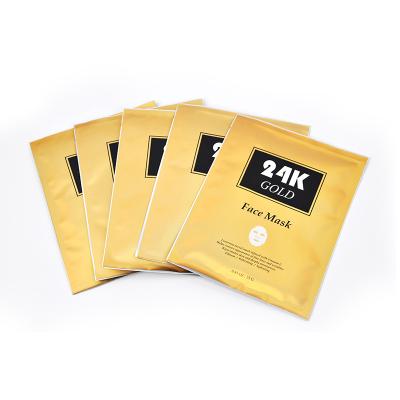 China Whitening Custom Label 24K Gold Face Mask Private Logo Anti Aging Leaf Tamping Facial Mask for sale