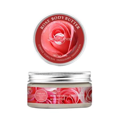 China Brightening Rose Private Label Whitening Organic Body Butter Shea Butter Body Butter Cream with Aloe Vera for sale