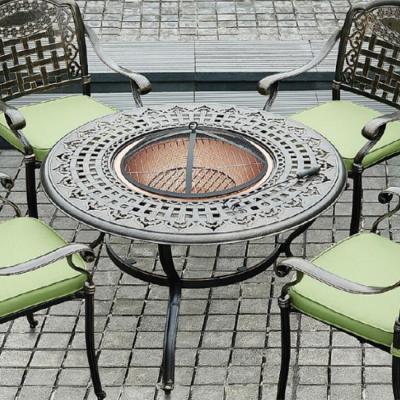 China Durable Modern Outdoor Charbroiler Metal Aluminum Charbroiler Round Shaped Garden Furniture BBQ Table BBQ Grill Small Small Dining Table for sale