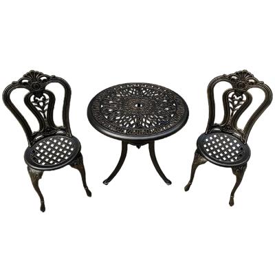 China Durable Modern Metal Outdoor Furniture Garden Vintage Patio Sets Three Piece Party Aluminum Circle Table and Chairs for sale