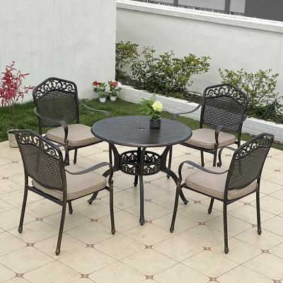 China Wholesale Cheap Durable Metal Modern Balcony Furniture Outdoor Garden All Part Aluminum Carved Open Air Tables And Chairs Set for sale