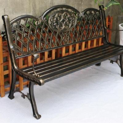 China Wholesale Modern Balcony Furniture Outdoor Garden Durable Metal Cast Aluminum Antique Carved Park Web Chair Double Back Long for sale