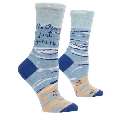 China QUICK DRY Customized Ocean Just Gets Me Happy Socks For Women Factory Wholesale for sale