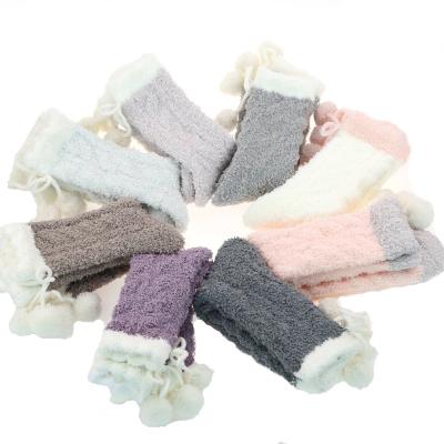 China Fuzzy Slipper Socks Women's Winter Crew Floor Warm Socks With Grips Xmas QUICK DRY Anti-skid Fluffy Cute Stripe Socks for sale