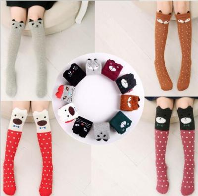 China QUICK DRY custom made high quality logo baby kids knee high cartoon animal socks for sale