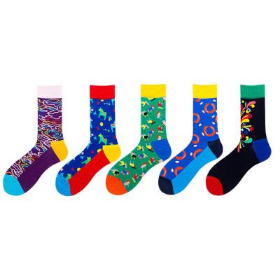 China Chinese Supplier Logo QUICK DRY Medium Tube Cotton Happy Crew Sports Socks Custom for sale