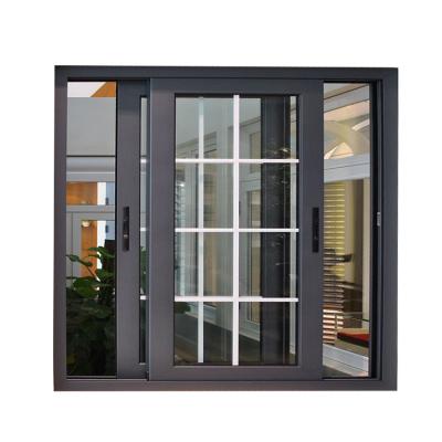 China Kenya Magnetic High Quality Heat Resistant Glass Screen Aluminum Double Sliding Window With Grill Design for sale