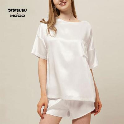 China DIDIBUBU OEM ODM ODM Washable Satin QUICK DRY Short Length Silk Like Tee Set 2 Piece Short Set Women Night Wear for sale