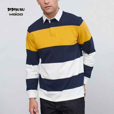 China DIDIBUBU MGOO Anti-Wrinkle Embroidery Pima Cotton Pattern Design Stripe T-shirt High Quality Rugby Polo Shirt for sale