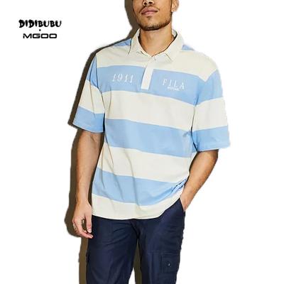 China Gardenia Severo Stripe Polo Shirt 100% Cotton Men's Anti-Wrinkle DIDIBUBU MGOO Pima Tee Shirt Custom Made Cotton Mens Tshirts for sale