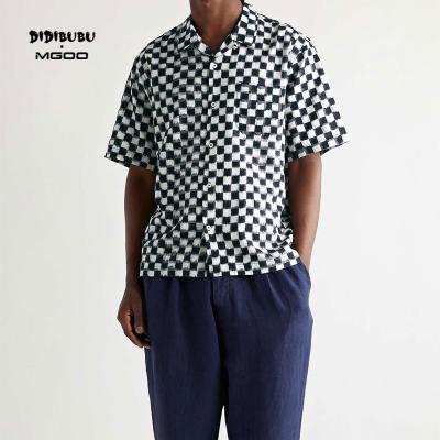 China New Design DIDIBUBU Checkerboard Cotton Mens Shirts Summer Anti-shrink Custom Made Breathable 100% Cotton Men Shirts for sale