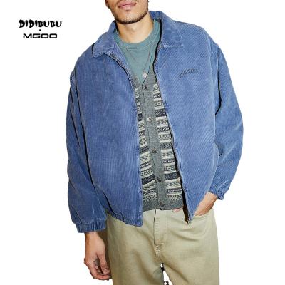 China DIDIBUBU MGOO Classic Breathable 100% Cotton Embroidered Washed Blue Corduroy Jacket for sale